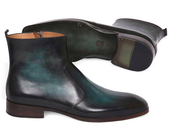 Paul Parkman Turquoise Burnished Side Zipper Boots (ID#BT487TRQ)