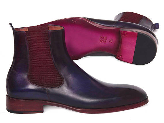 Paul Parkman Navy & Purple Chelsea Boots (ID#BT552PUR)